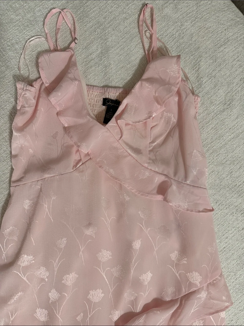 Delicate Pink Floral Ruffle Cami - Women Intimates & Sleepwear
